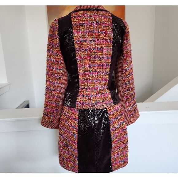 Kristina Popovitch Multicolor Tweed Women's Blazer With Matching Skirt - Picture 5 of 9